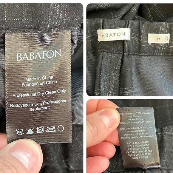 Aritzia Babaton Plaid Cropped Tapered Pants Gray Black Check Elastic Waist MED - Picture 8 of 10